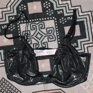 VS flashy black metallic unlined plunge
